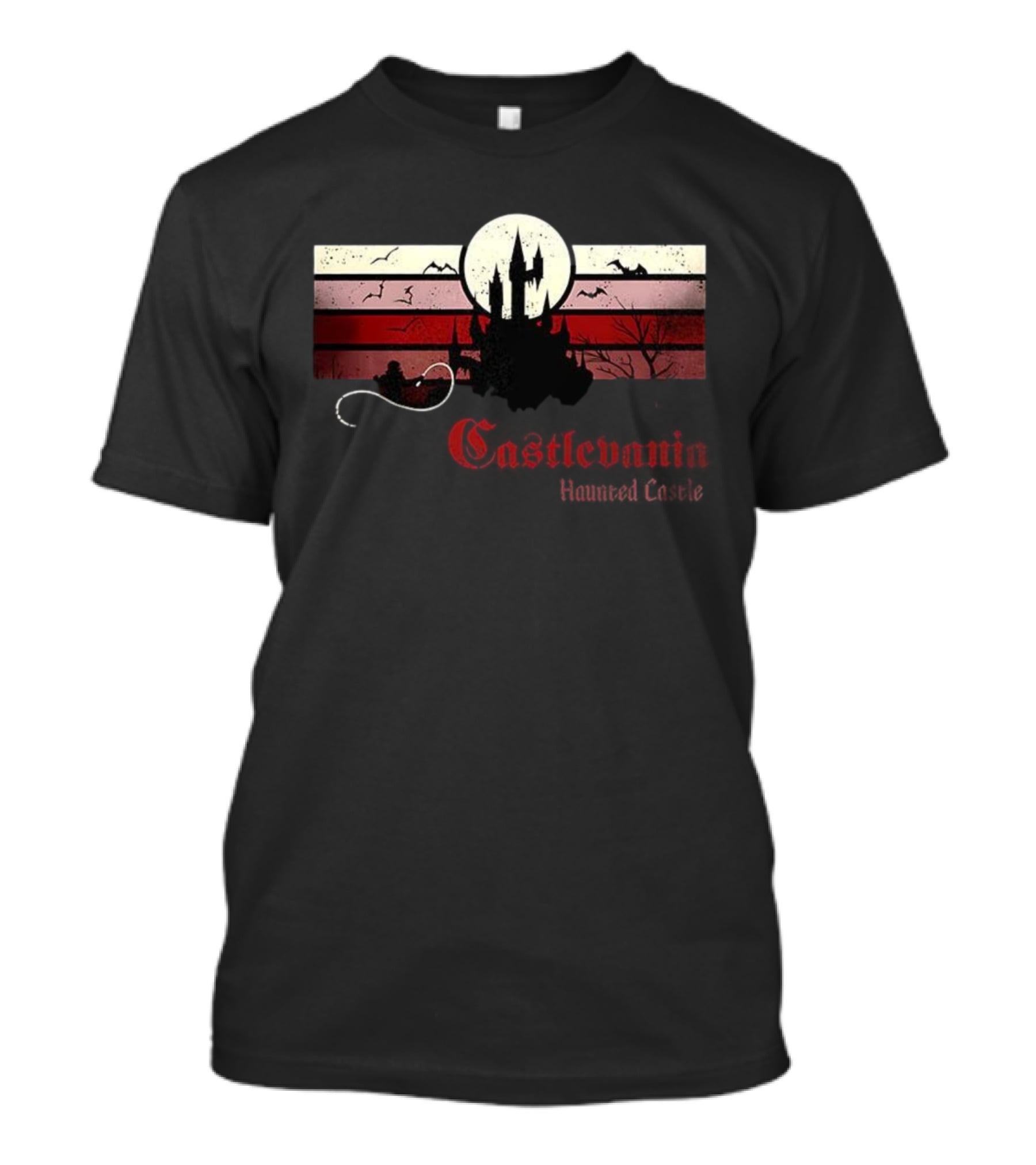 Castlevania Haunted Castle Retro Whip Bats Vintage Scene T-Shirt