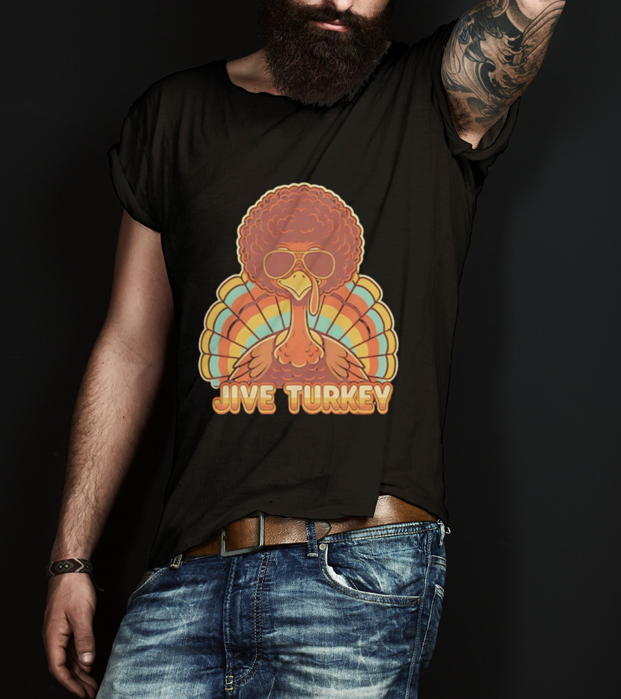 Jive Turkey Retro Thanksgiving Afro Sunglasses T-Shirt