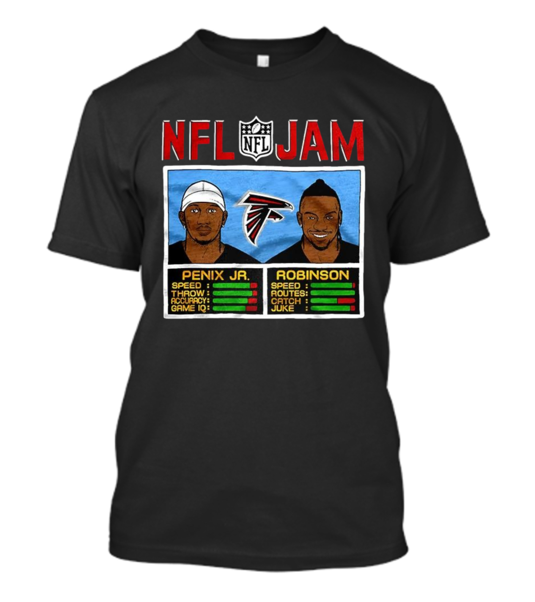NFL Jam Michael Penix Jr Bijan Robinson Atlanta Falcons Classic Video Game Style T-Shirt