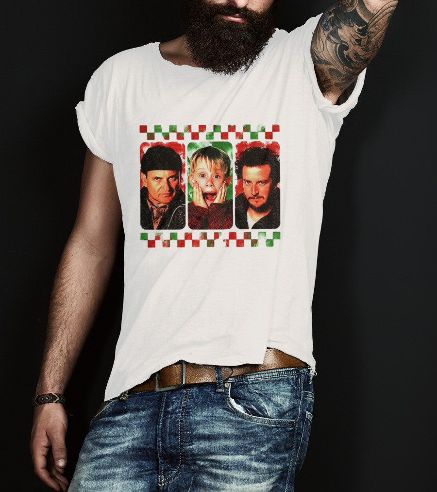 Home Alone Christmas Movie Characters Kevin Marv Harry T-Shirt