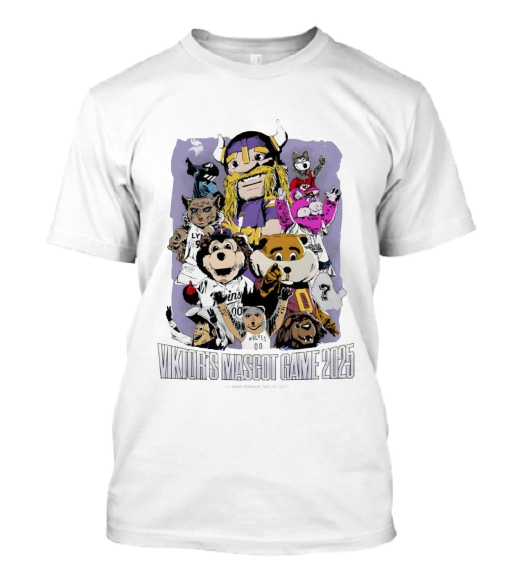 Viktor's Mascot Game 2025 Minnesota Sports Team Characters T-Shirt