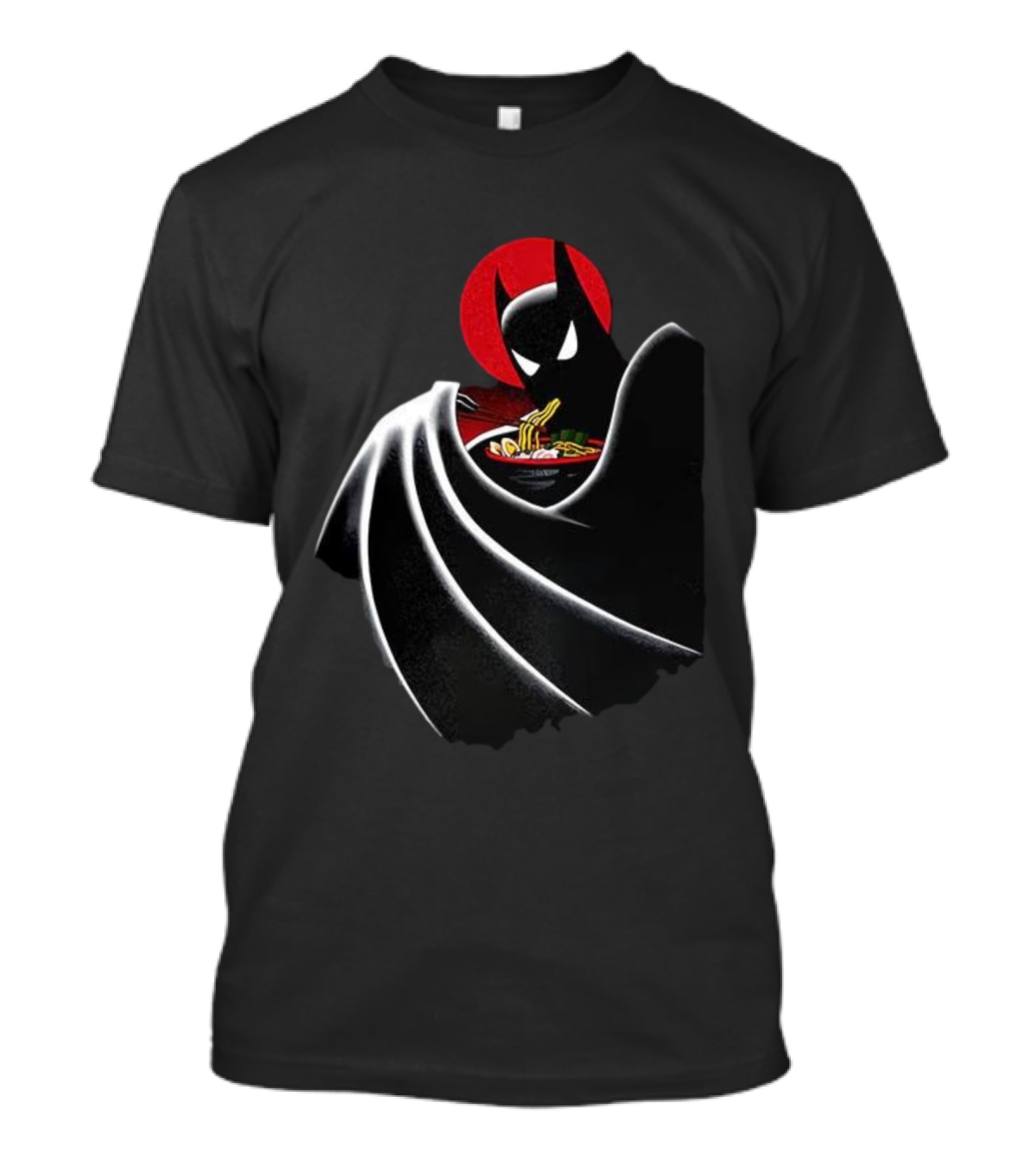 Batman Enjoying Ramen Under Red Sun T-Shirt