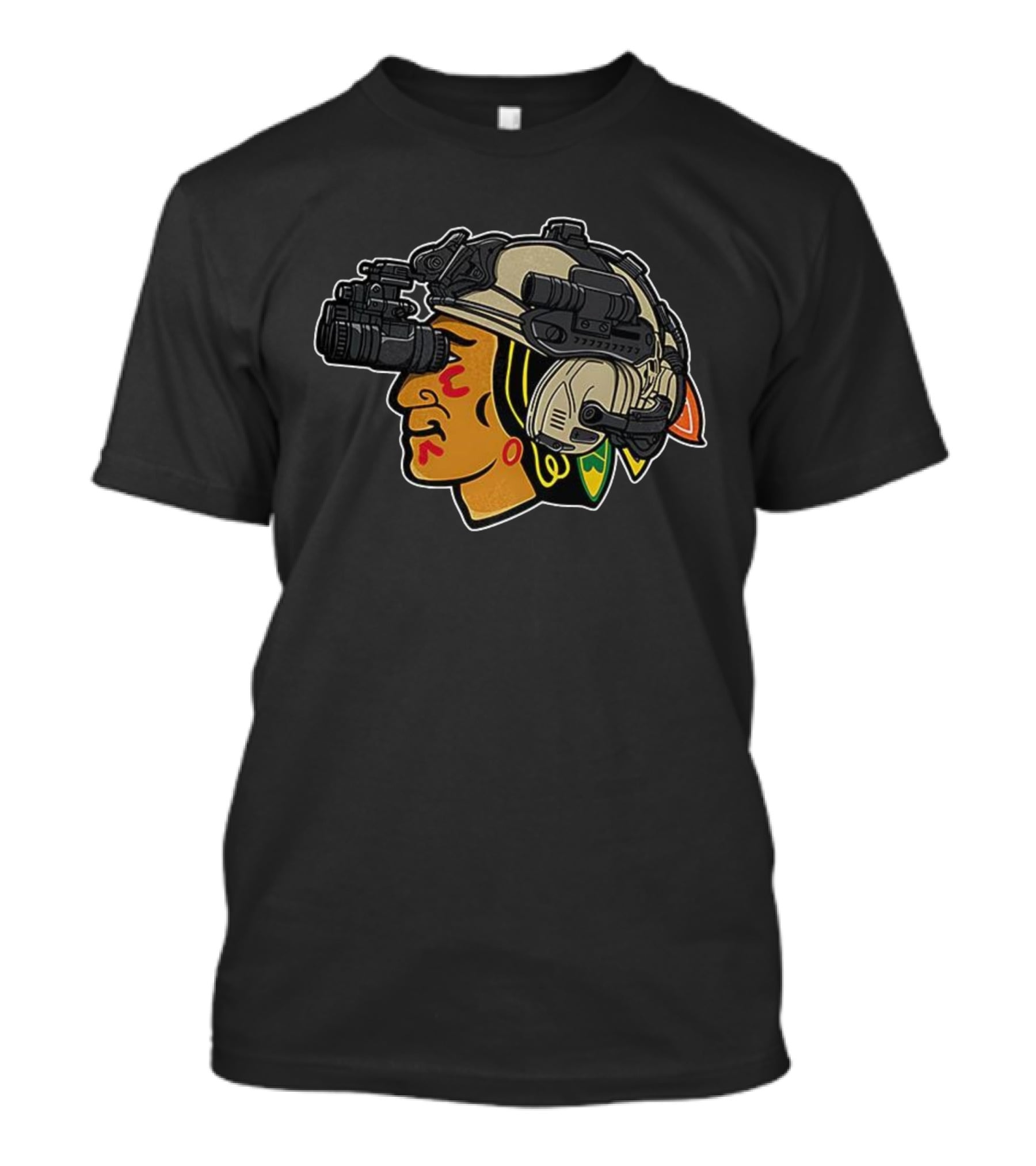 Chicago Blackhawks Soldier Helmet Hockey Icon T-Shirt