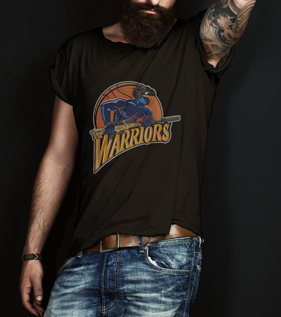 Golden State Warriors Basketball Soldier Armed Warrior T-Shirt