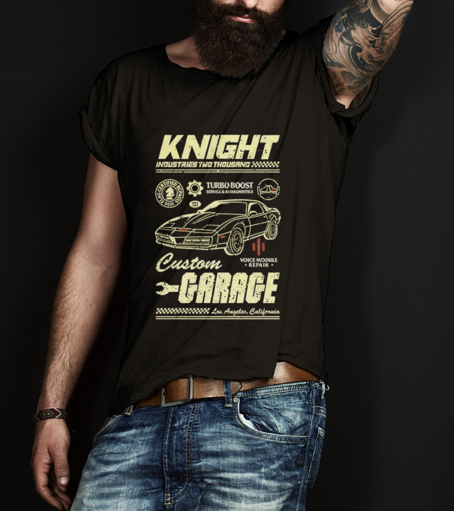 Knight Industries Turbo Boost Custom Garage Vintage Los Angeles California T-Shirt