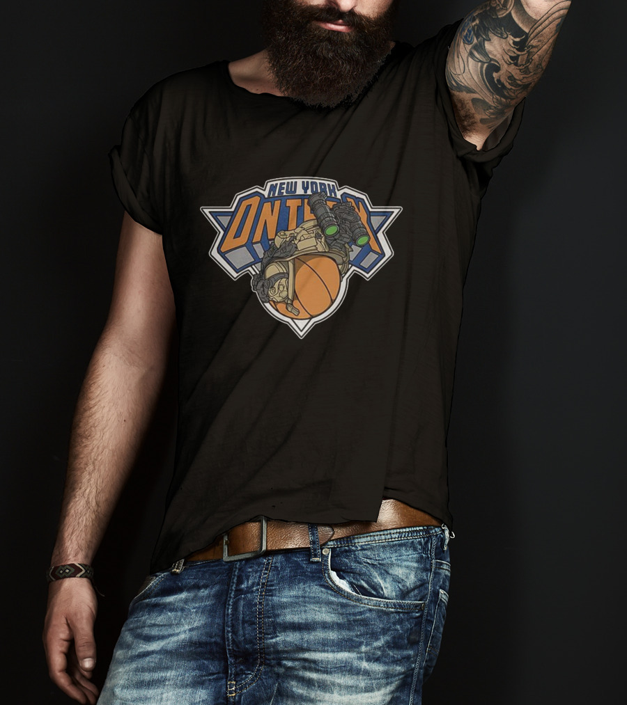New York Knicks On Team Basketball Helmet Night Vision T-Shirt