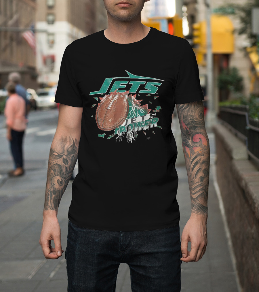 New York Jets Power Football Lightning 90s Vintage T-Shirt
