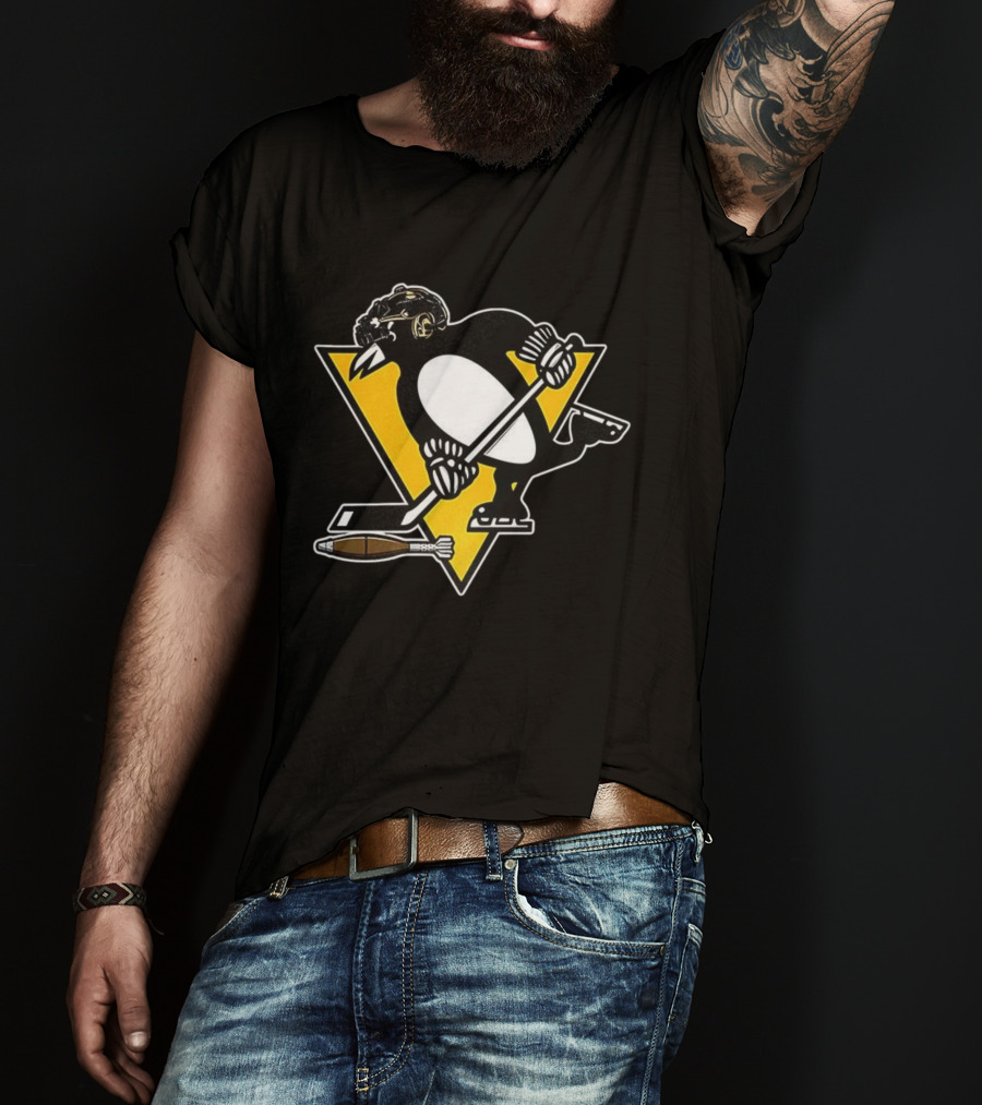 Pittsburgh Penguins Hockey Soldier Mascot Football Rocket T-Shirt