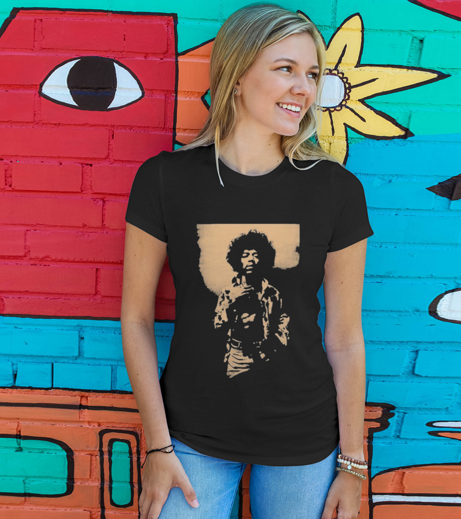 Bob Marley Jimi Hendrix Sepia 70s Vintage Style T-Shirt