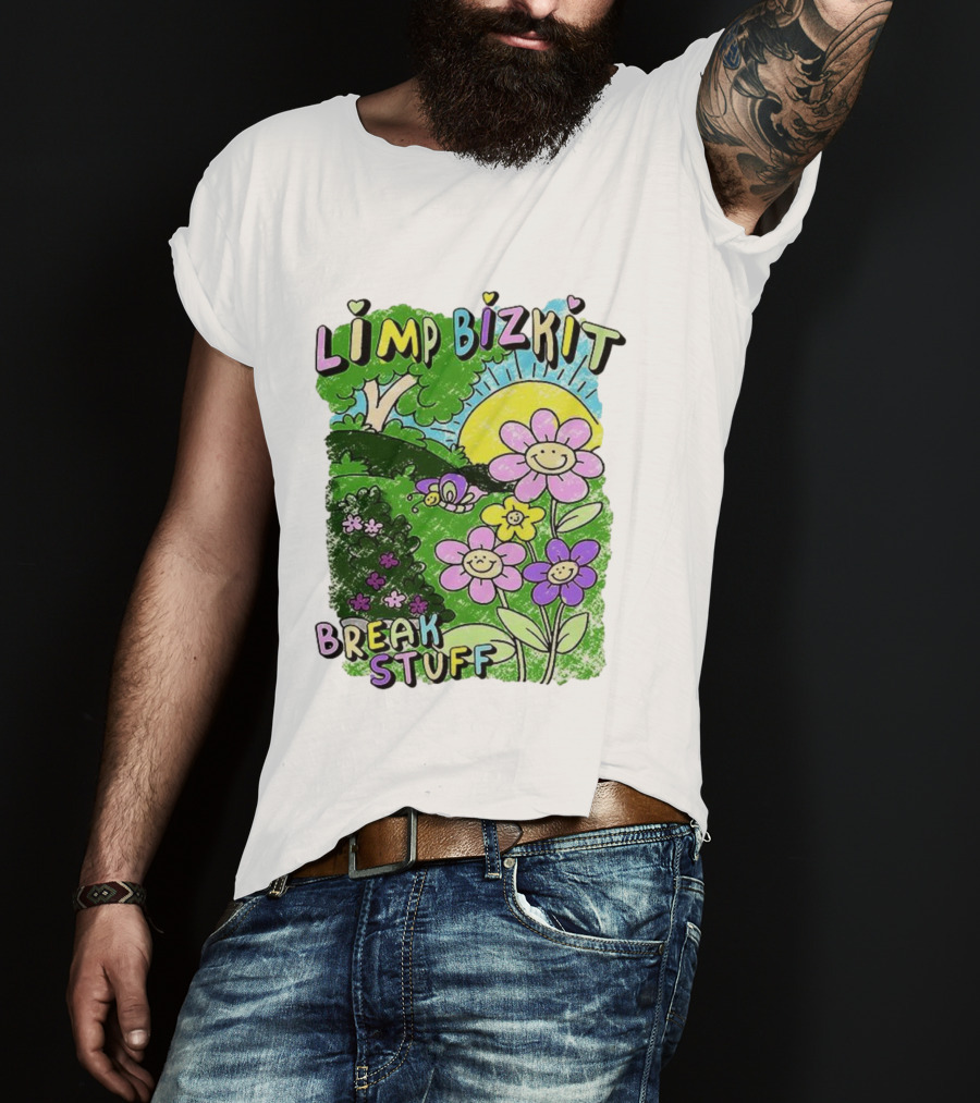 Limp Bizkit Break Stuff Flower Sun Tree Hand Drawn Paintings T-Shirt