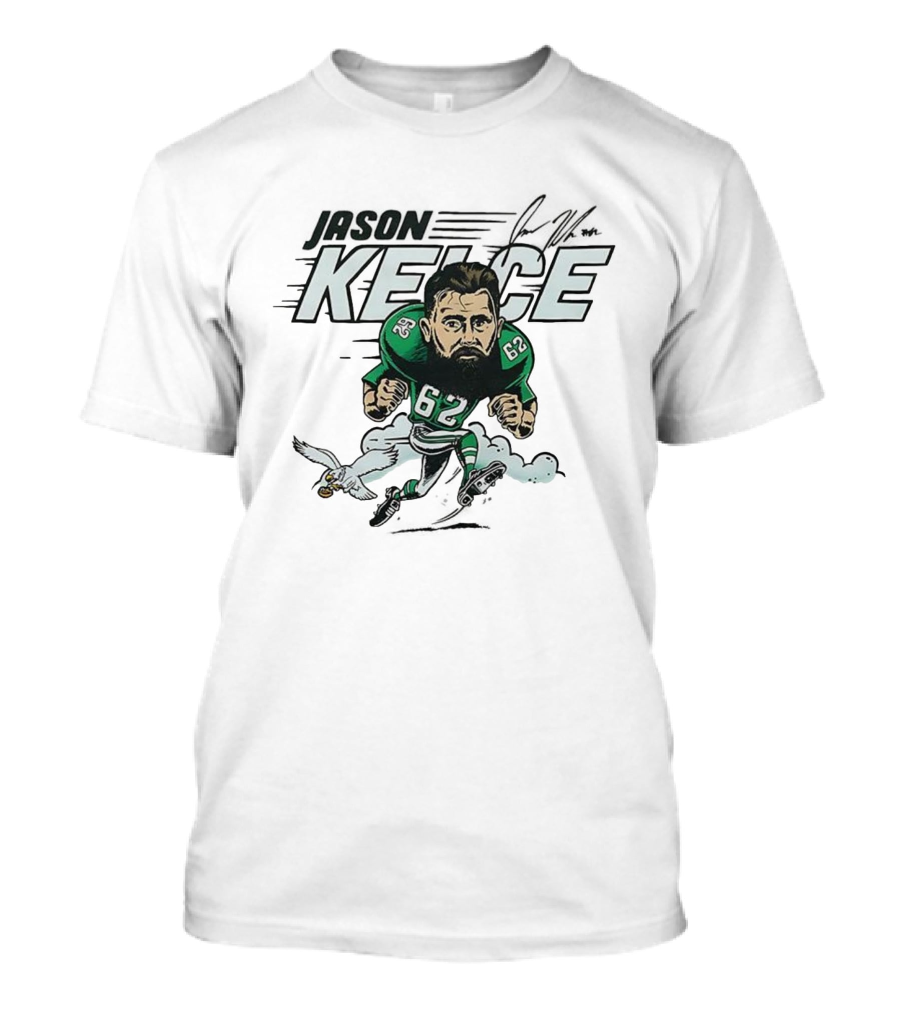 Jason Kelce Philadelphia Eagles NFL 62 Caricature With Eagle And Football T-Shirt