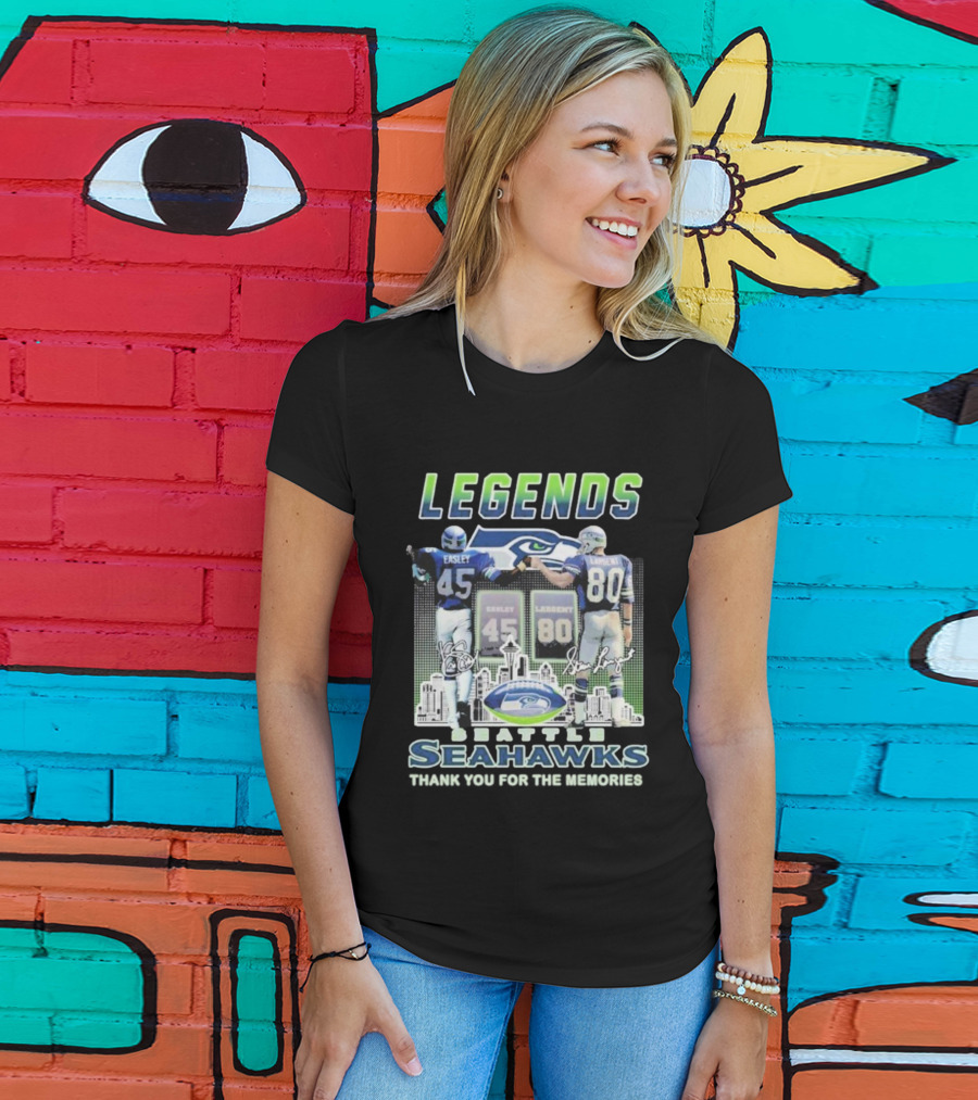 Kenny Easley Steve Largent Legends Seattle Seahawks Signatures 45 80 Icons T-Shirt