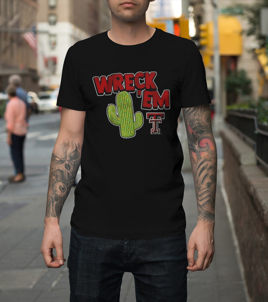 Wreck 'Em Texas Tech Red Raiders Cactus Logo T-Shirt