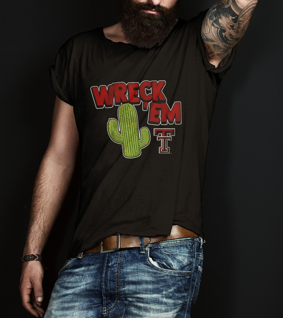 Wreck 'Em Texas Tech Red Raiders Cactus Logo T-Shirt