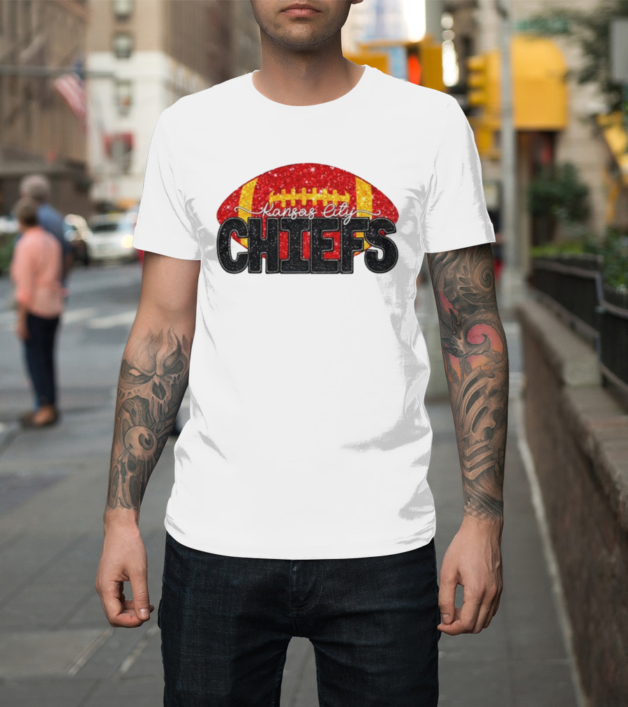Kansas City Chiefs Faux Glitter NFL Football Game Day Fan Wear T-Shirt