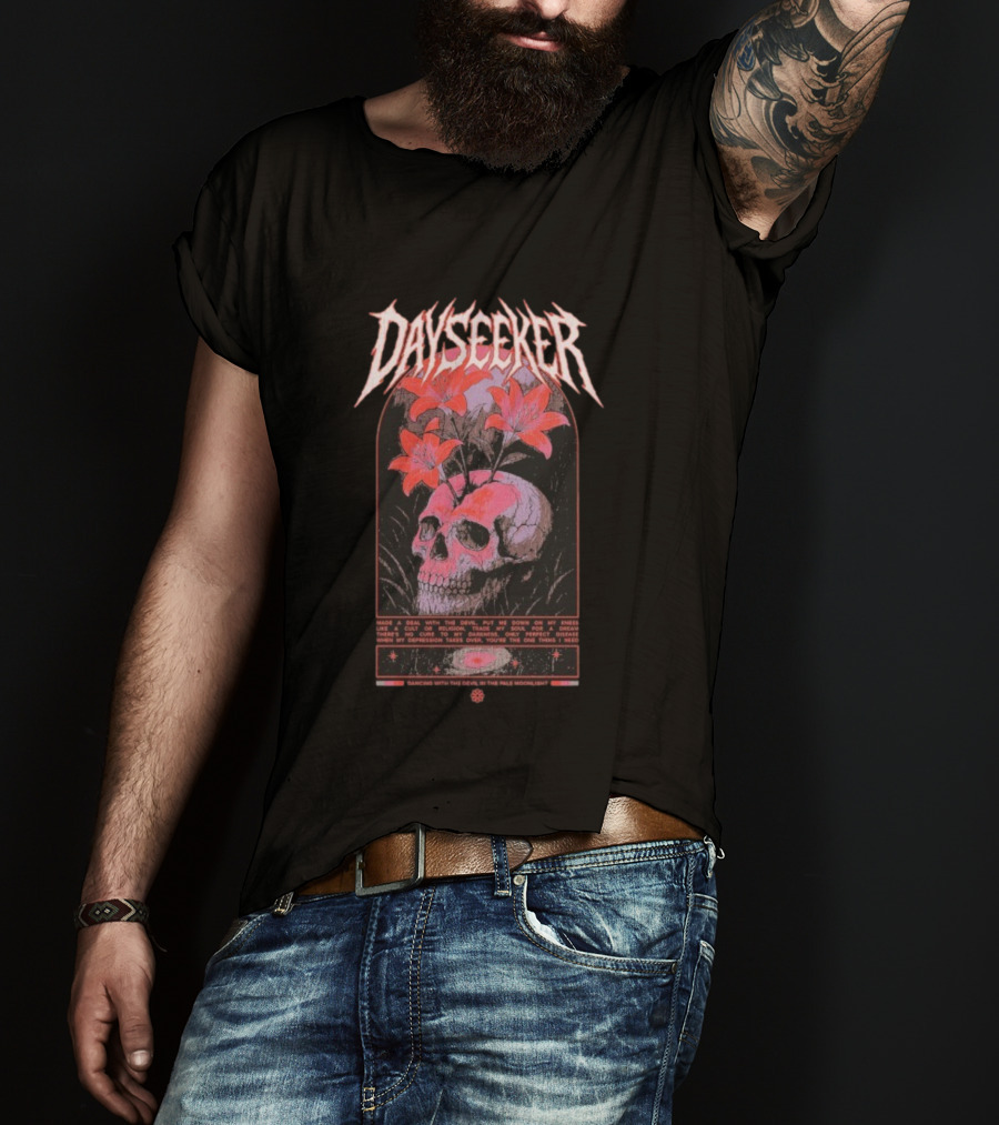 Dayseeker Dancing With The Devil Floral Skull And Moonlight T-Shirt