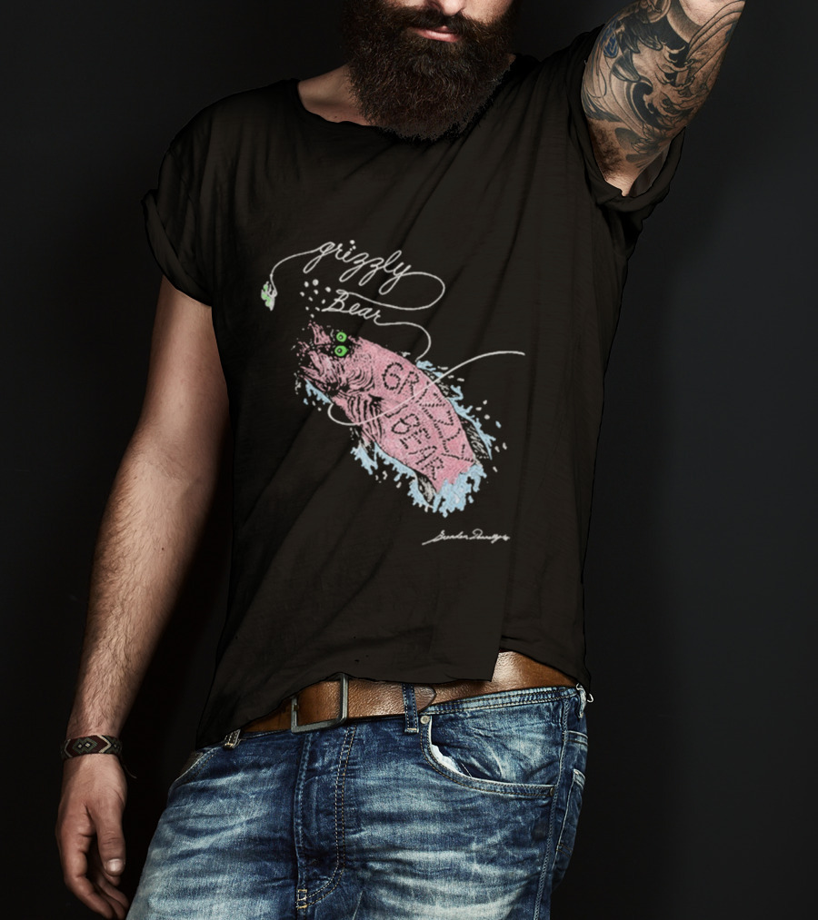 Grizzly Bear Fish Watercolor Art By Skullcandy T-Shirt