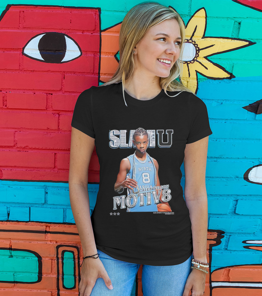 SlamU North Carolina Caleb Wilson Number 8 Motiv8 Basketball T-Shirt