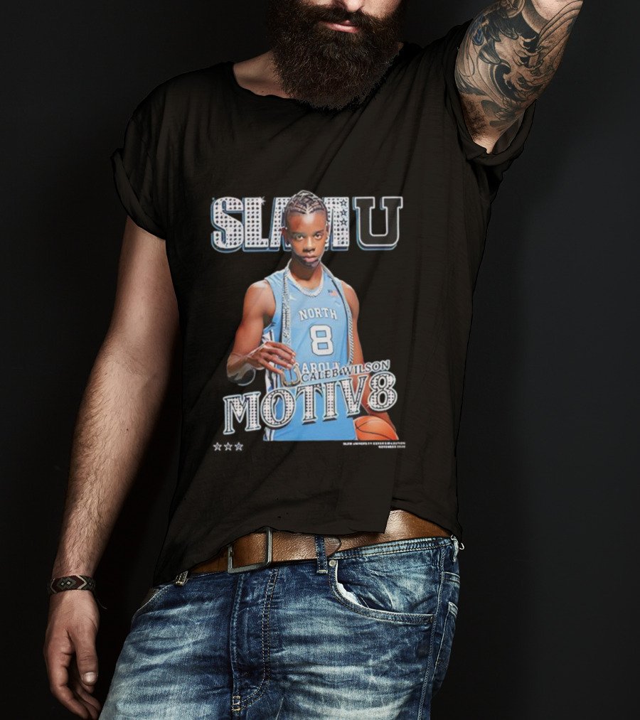 SlamU North Carolina Caleb Wilson Number 8 Motiv8 Basketball T-Shirt