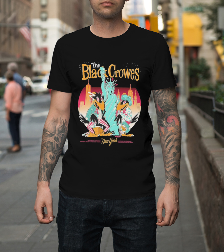 Black Crowes NYC Tour Statue Of Liberty Skyline 2023 2024 T-Shirt