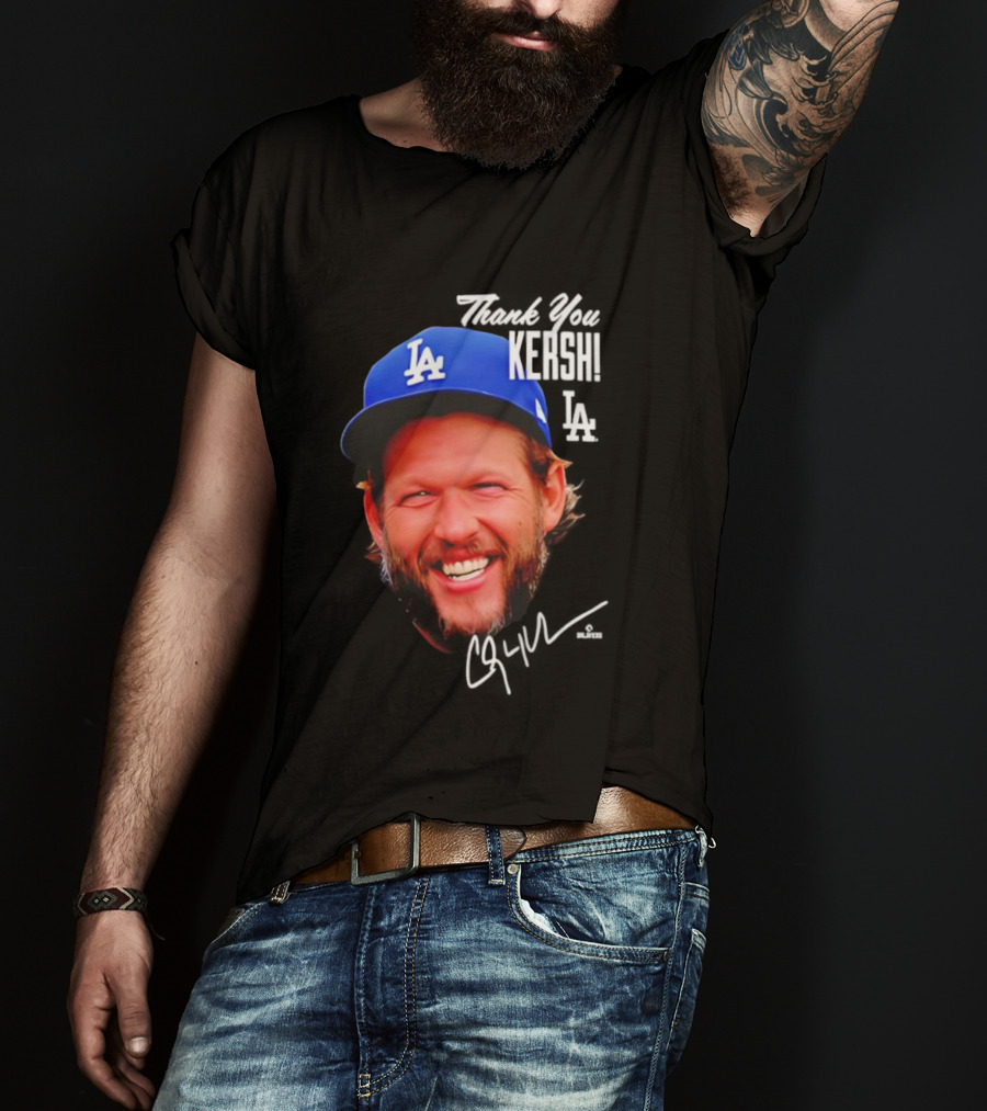 Clayton Kershaw Los Angeles Dodgers Signature Thank You Face T-Shirt
