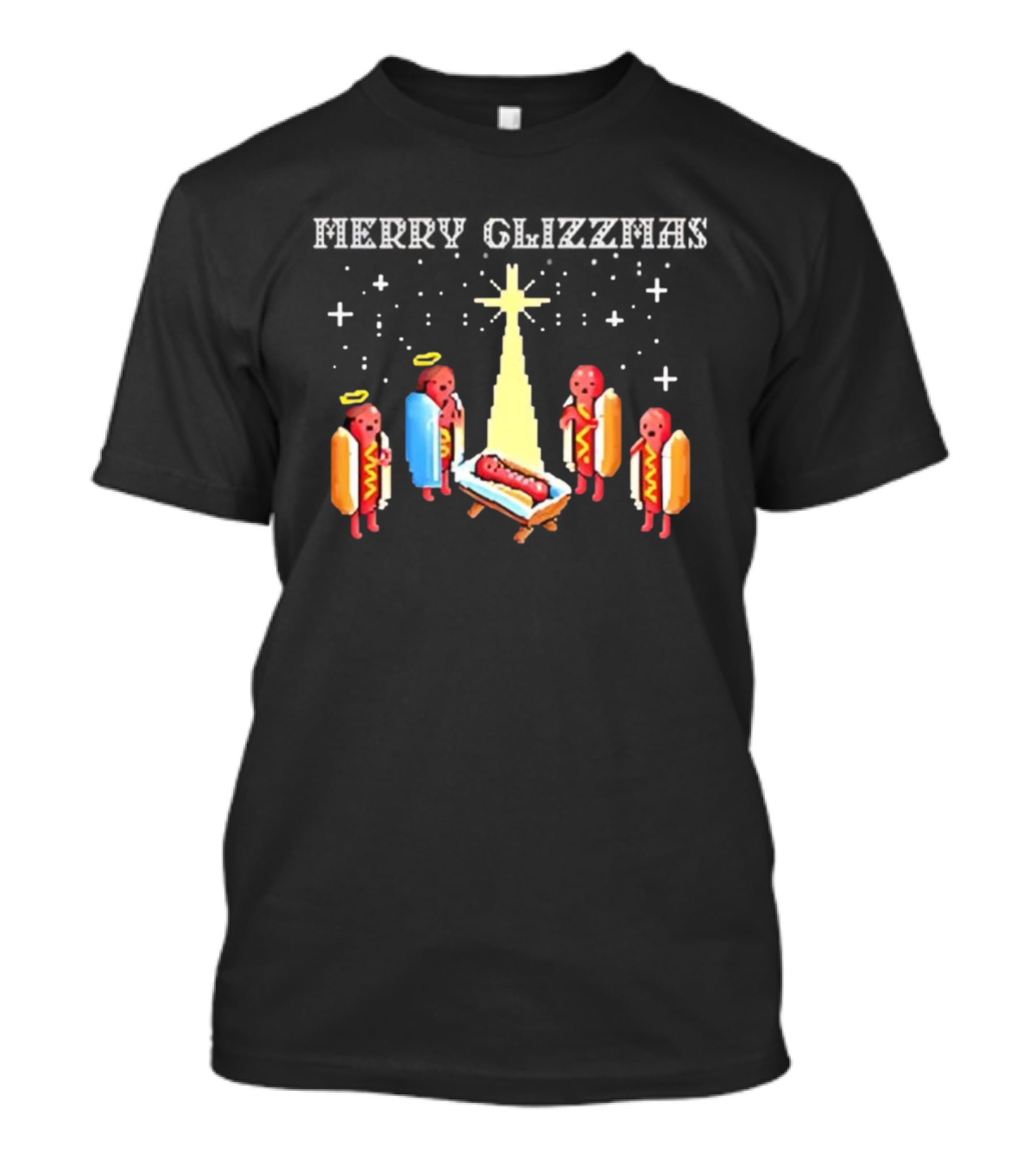Merry Glizzmas Nativity Hotdog Angel Trucker Mesh T-Shirt