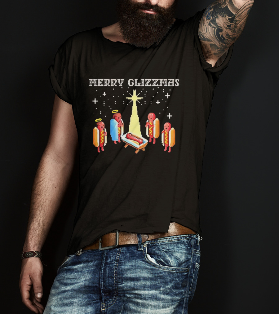 Merry Glizzmas Nativity Hotdog Angel Trucker Mesh T-Shirt