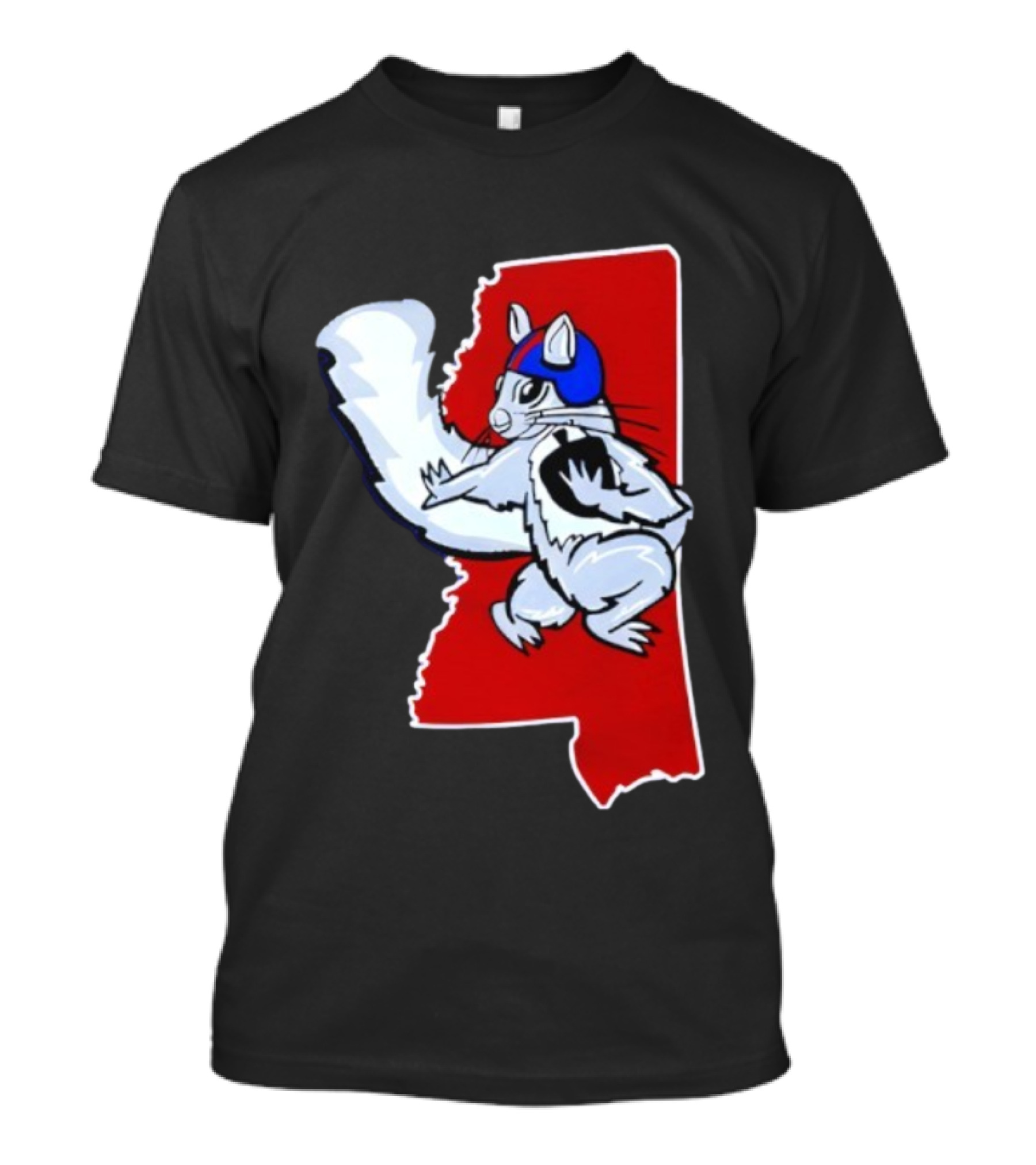 Ole Squirrel Mississippi Football Helmet State Outline T-Shirt