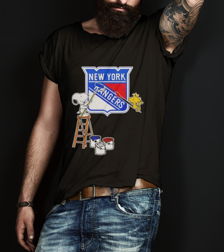 New York Rangers Snoopy Woodstock Painting Collaboration T-Shirt