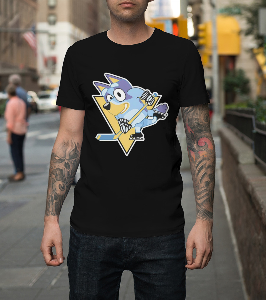 Pittsburgh Steelers Bluey Ice Hockey Crossover T-Shirt