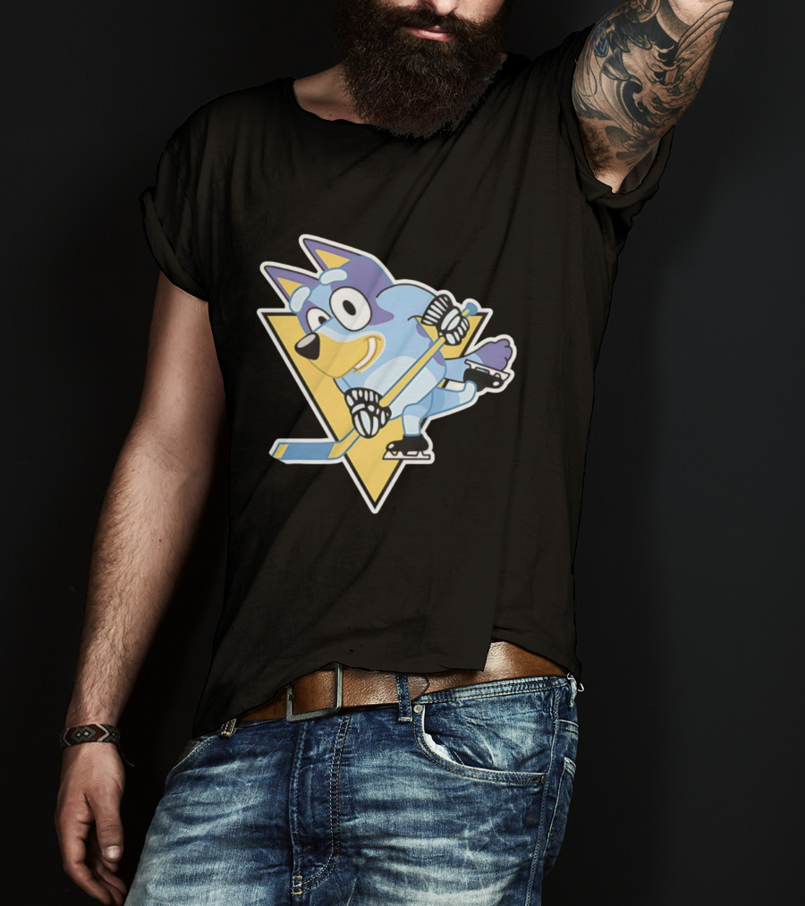Pittsburgh Steelers Bluey Ice Hockey Crossover T-Shirt