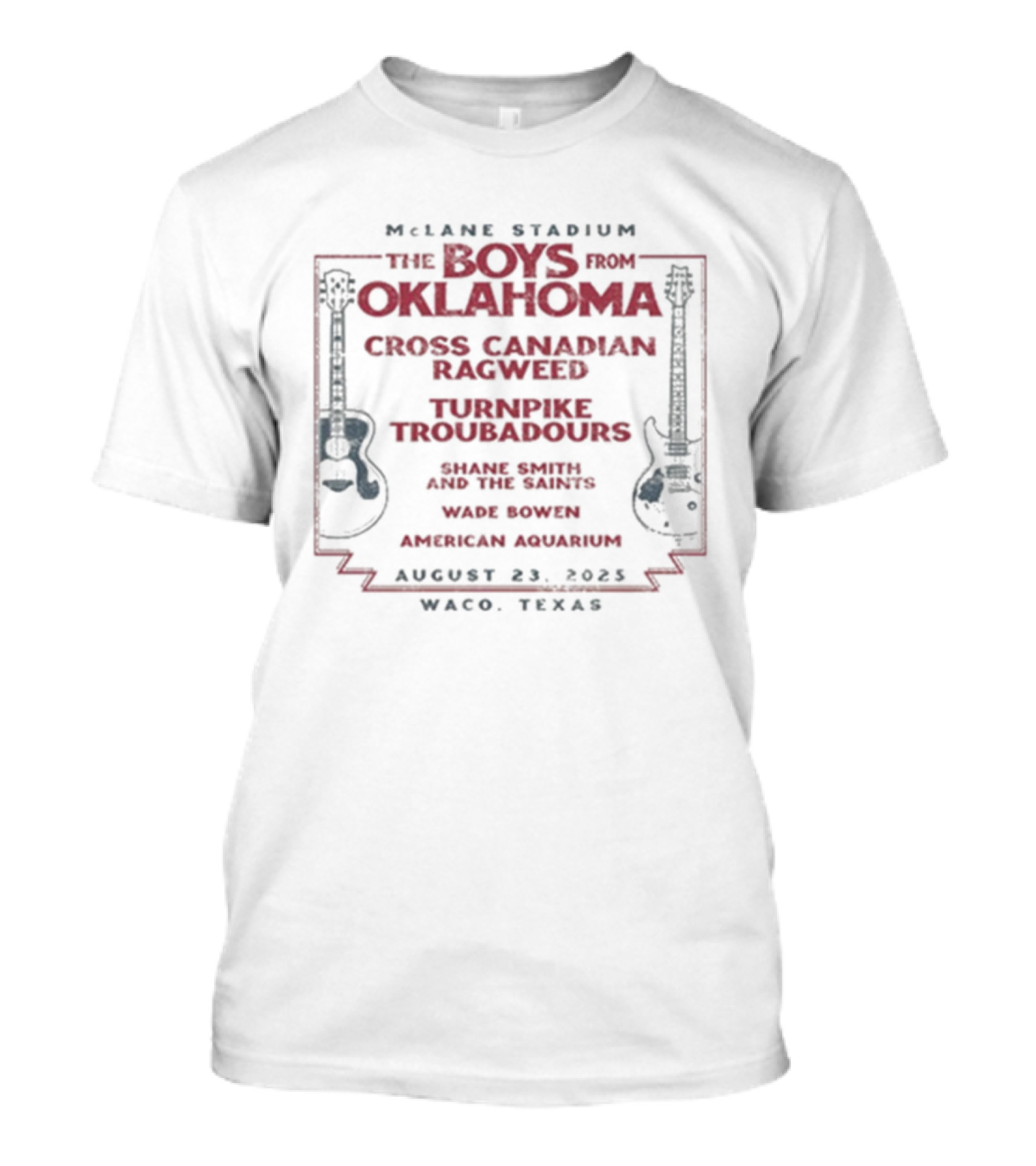 McLane Stadium The Boys From Oklahoma Cross Canadian Ragweed August 23 2025 Waco Texas Music Lineup Concert Event T-Shirt