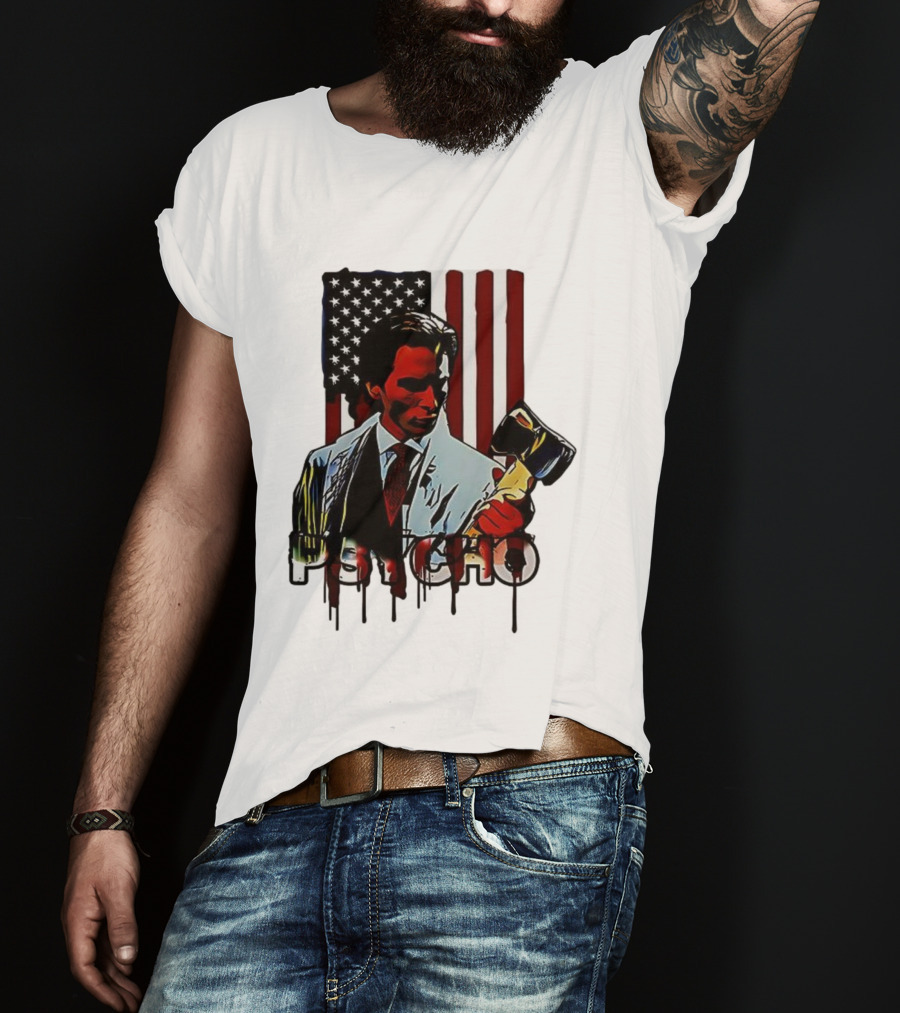 Patrick Bateman Psycho Ax American Flag Iconic Design T-Shirt