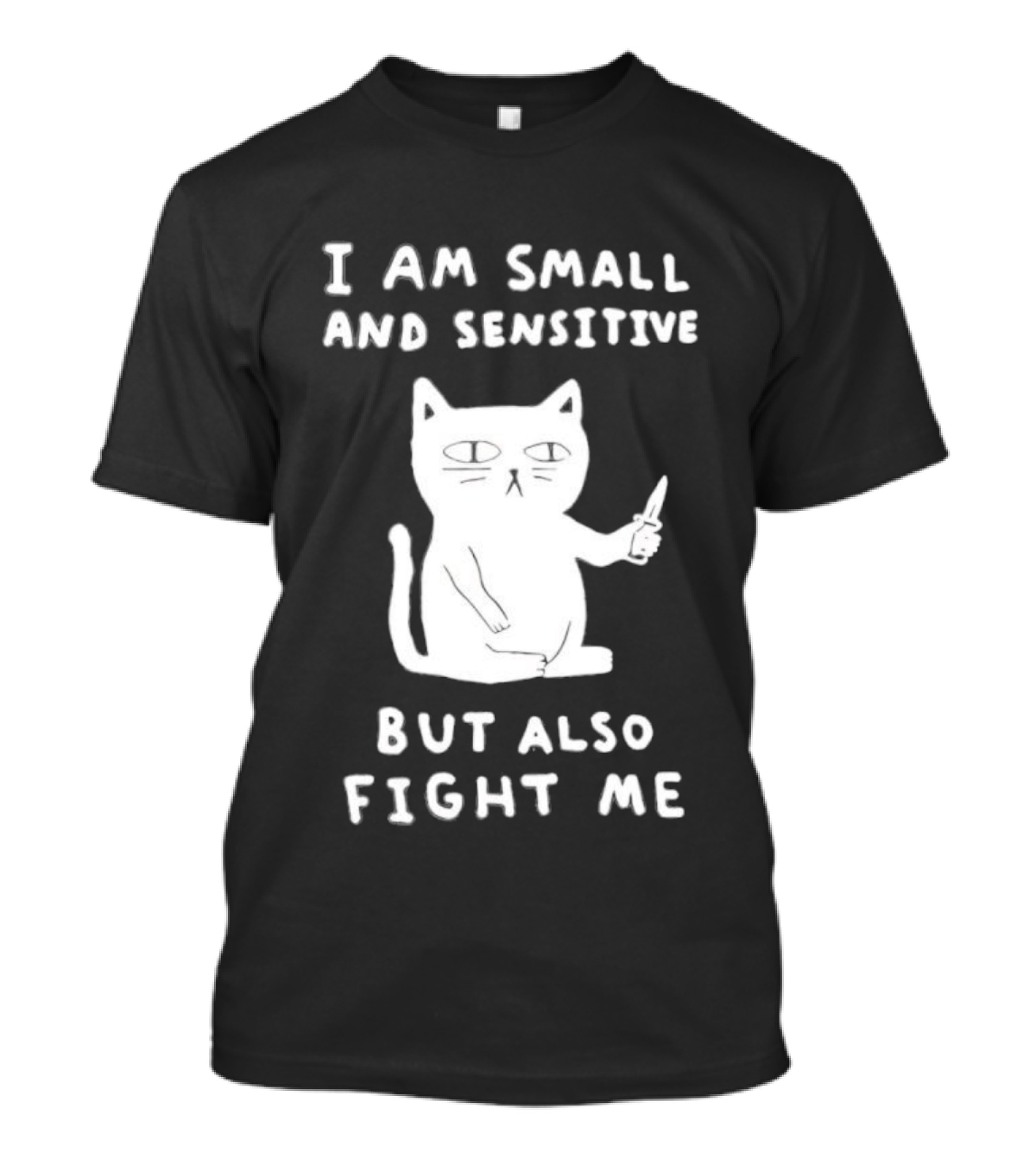 Cat I Am Small And Sensitive But Also Fight Me Playful Humor T-Shirt