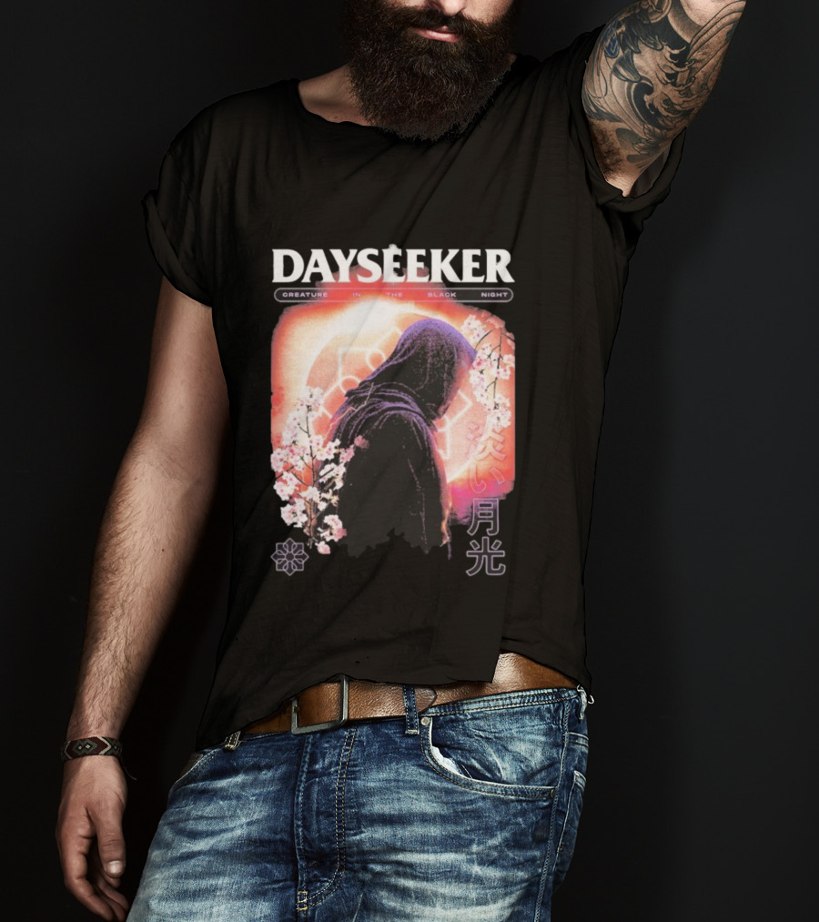 Dayseeker Creature Black Night Cherry Blossom Aesthetic T-Shirt