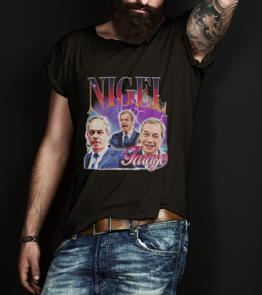 Nigel Farage Lightning Storm Portrait T-Shirt
