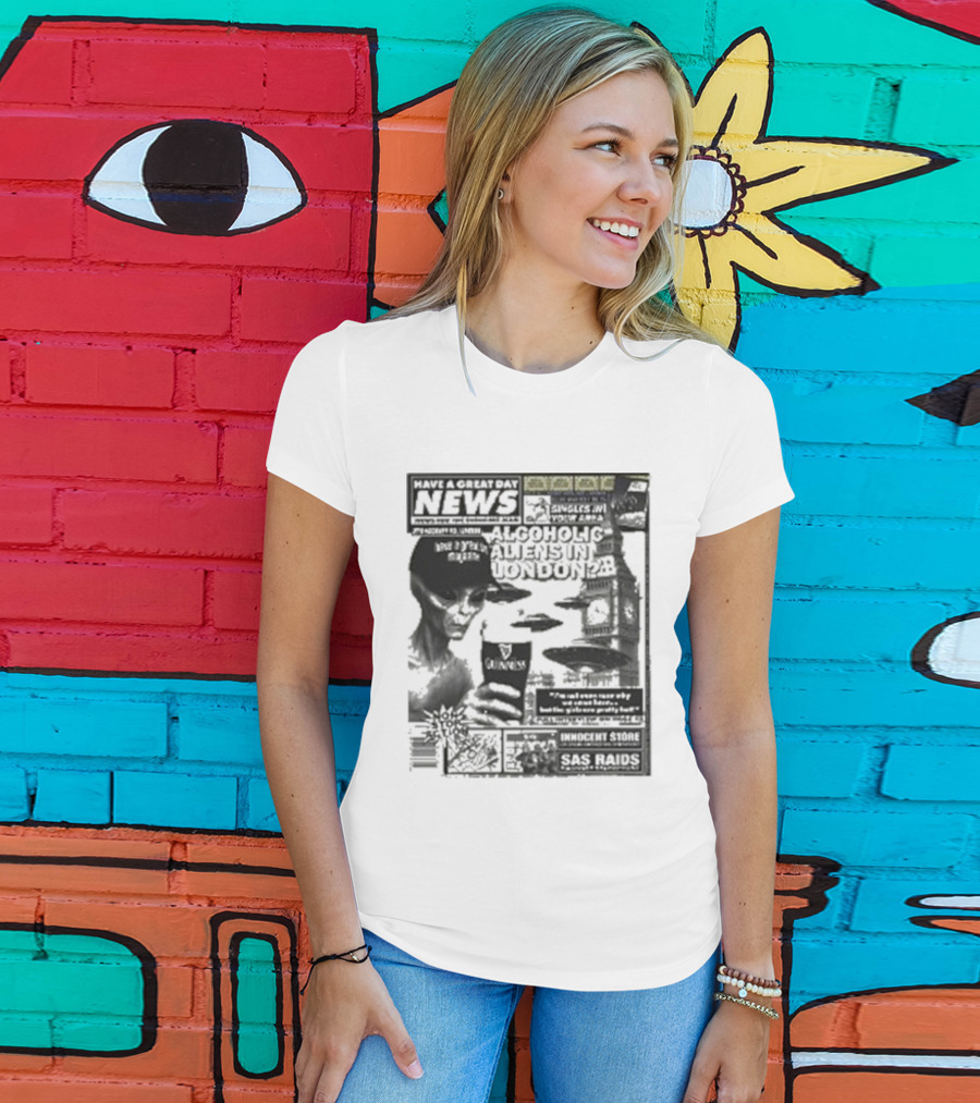 Manchester Call News Alcoholic Alien Stunt London 28 Will Mahony T-Shirt