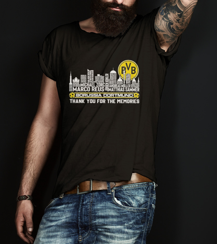 Borussia Dortmund BVB Marco Reus Matthias Sammer Skyline Club Crest Thank You For The Memories T-Shirt