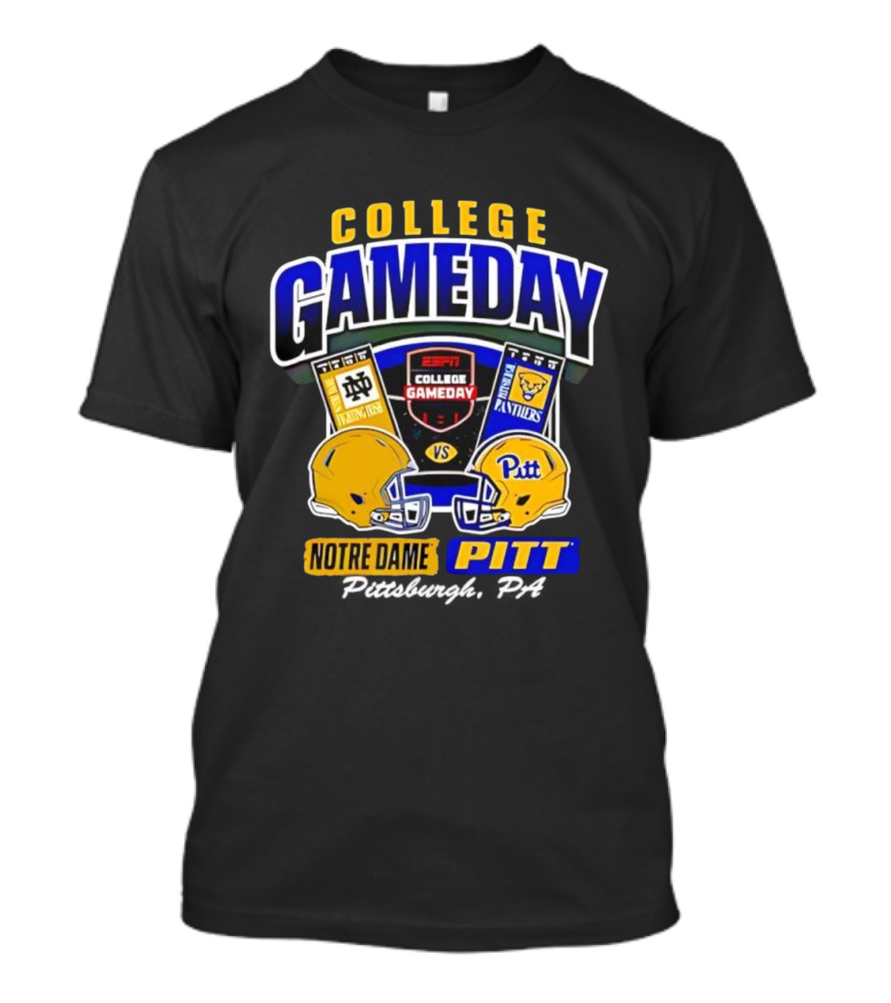 College Gameday ESPN Notre Dame Vs Pitt Panthers Football Helmets T-Shirt