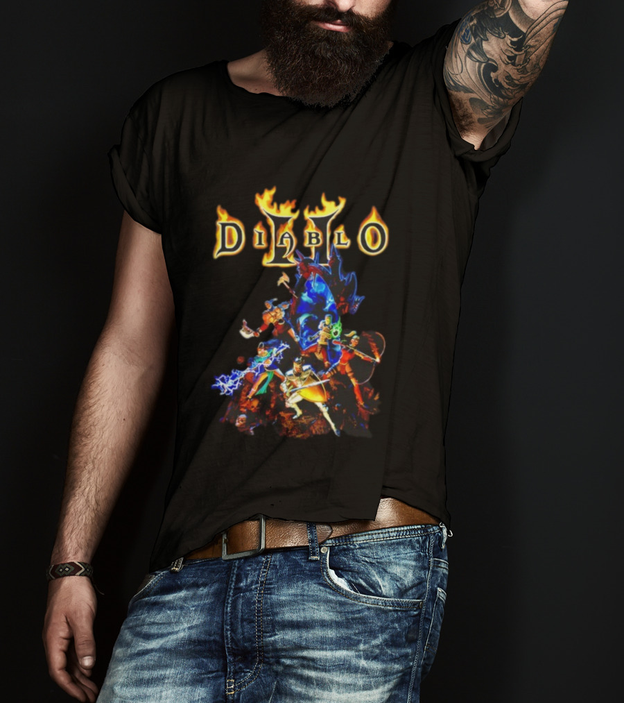 Diablo II Infernal Gate Classic Game Characters And Iconic Logo T-Shirt