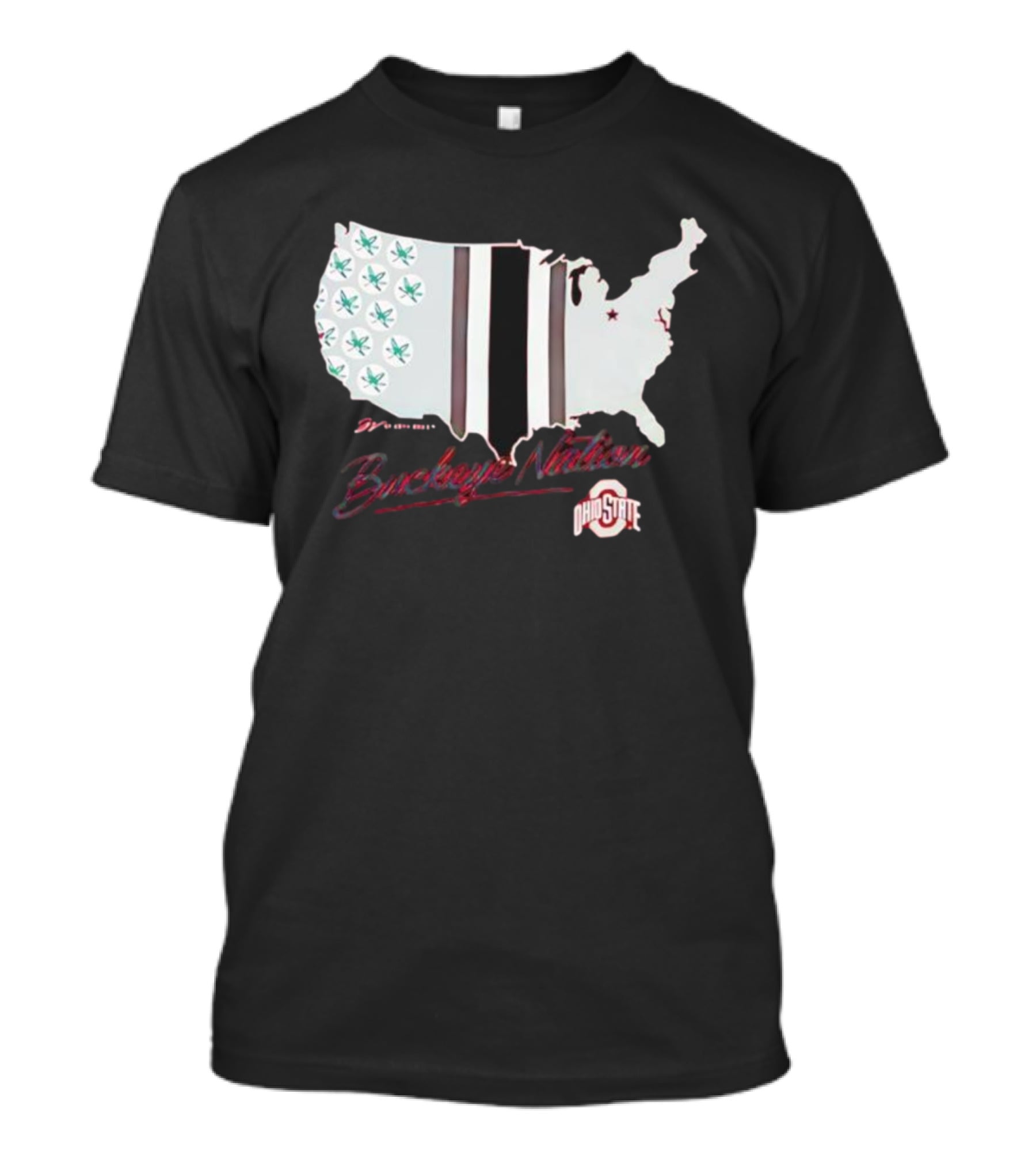 Ohio State Buckeye Nation USA Map Design T-Shirt