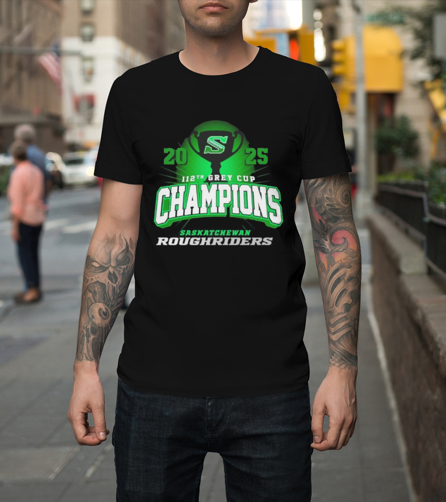 Saskatchewan Roughriders 2025 112th Grey Cup Champions Logo T-Shirt
