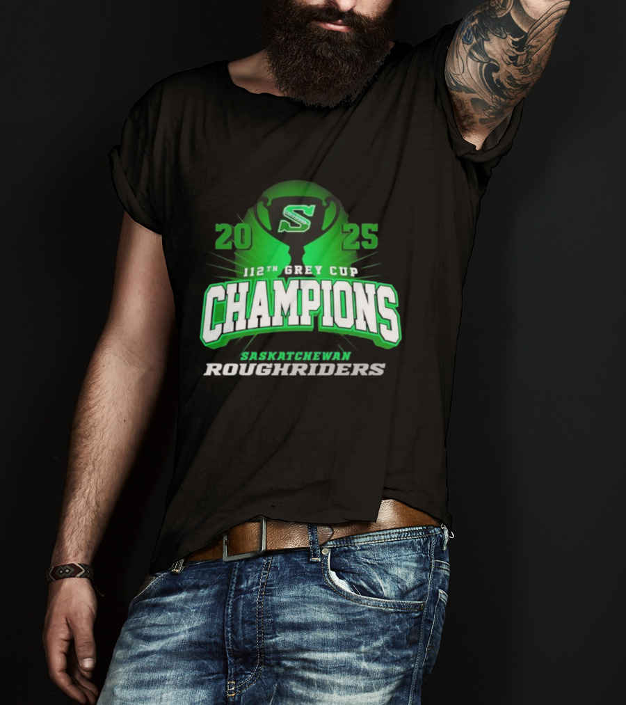 Saskatchewan Roughriders 2025 112th Grey Cup Champions Logo T-Shirt