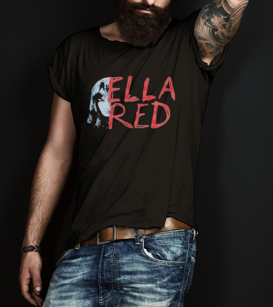 Ella Red Face Stylish Graphic Text Design T-Shirt