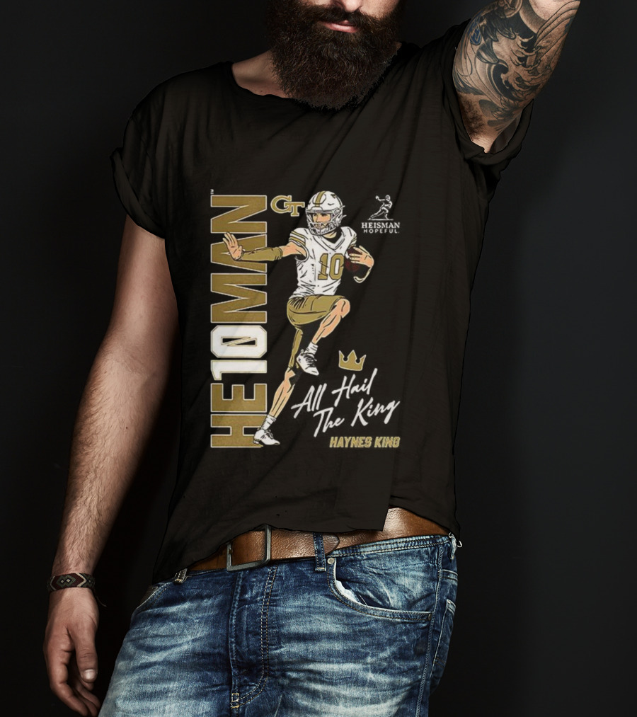 HE10MAN Haynes King GT Georgia Tech Yellow Jackets Football Quarterback T-Shirt