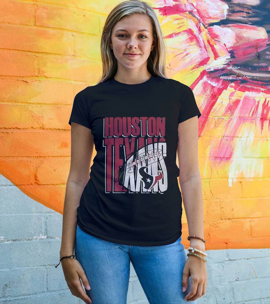 Houston Texans Red White Football Star Emblem T-Shirt