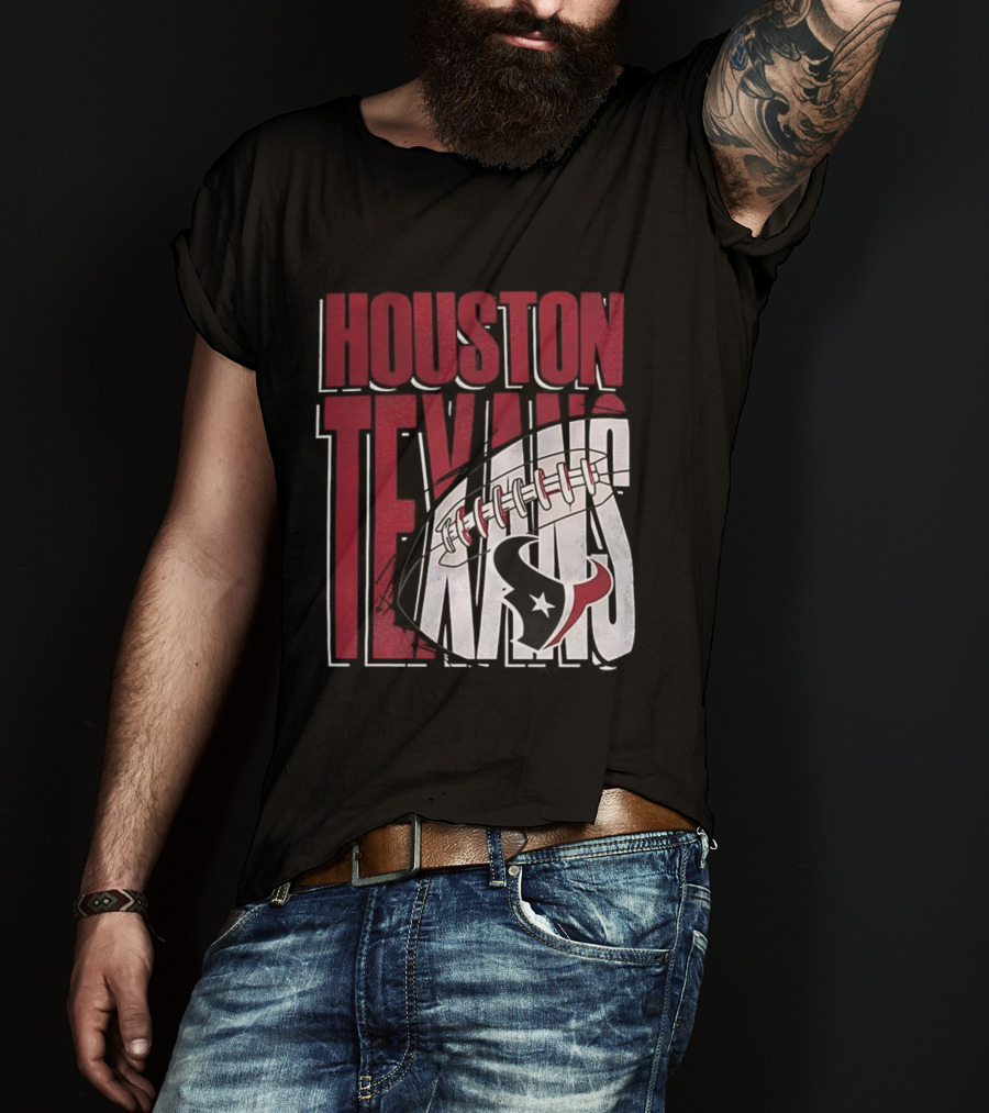 Houston Texans Red White Football Star Emblem T-Shirt