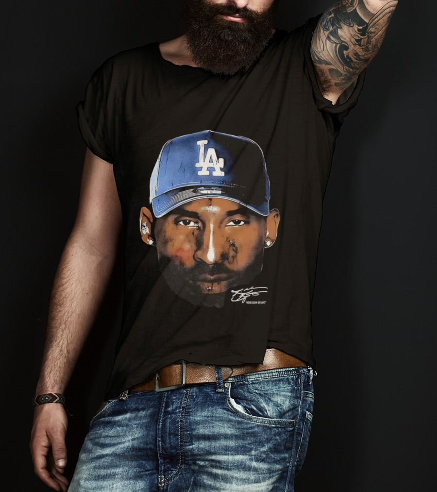 Kobe Bryant LA Dodgers Big Face Signature Cap T-Shirt