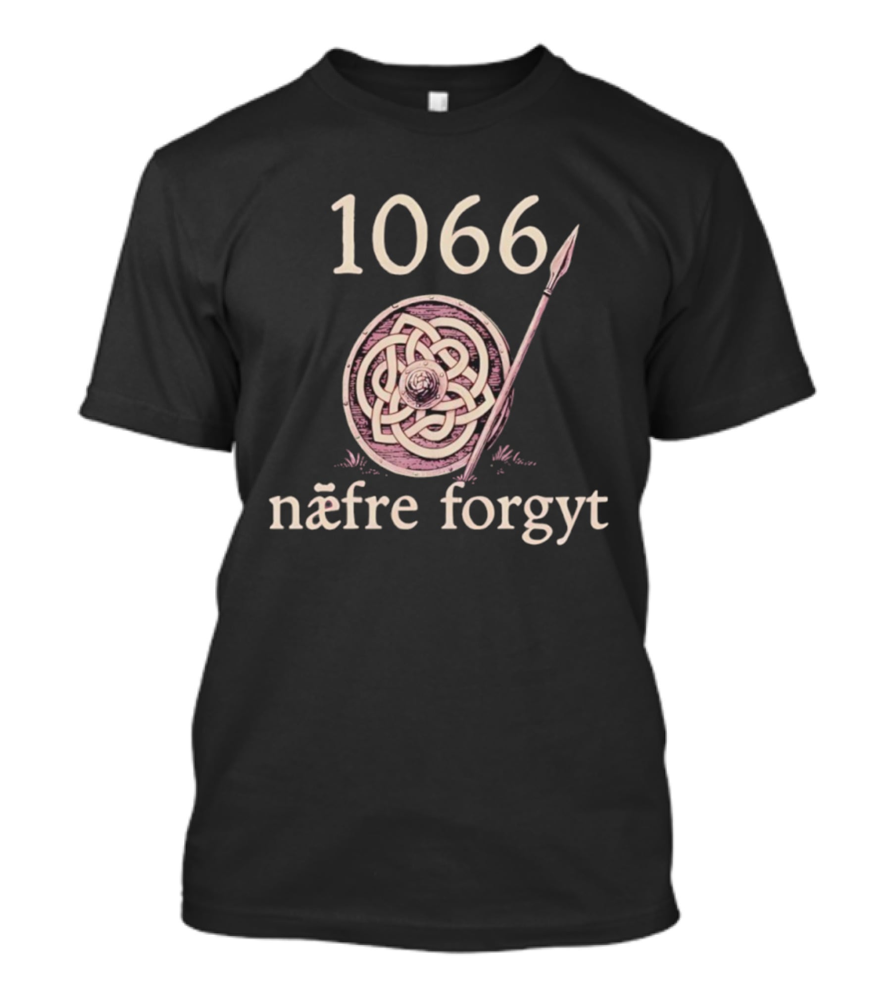 1066 Næfre Forgyt Battle Of Hastings Shield And Spear T-Shirt