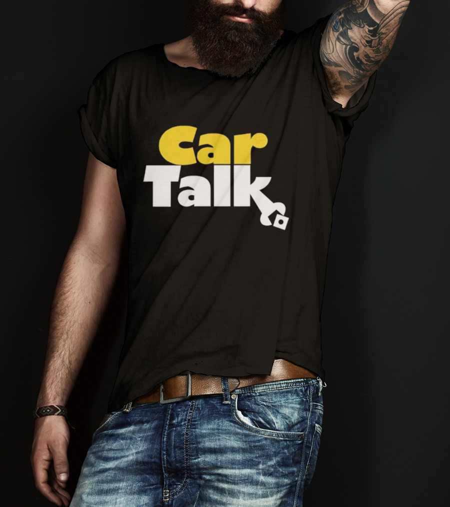 Car Talk NPR Show Logo Yellow And White Text With Wrench Symbol T-Shirt